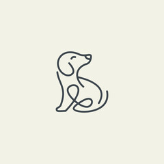Modern Minimalist Dog Line Art Logo Design with Cute Puppy Silhouette for Pet Shop and Veterinary Identity