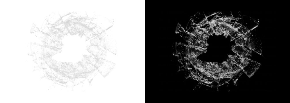 Split screen white and black backgrounds with abstract circular patterns
