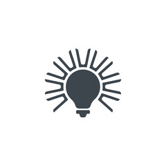Modern Minimalist Light Bulb Logo Design with Shining Rays for Creative Idea and Innovation Identity