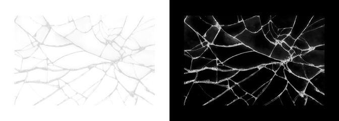 Obraz premium Cracked glass effects on white and black backgrounds