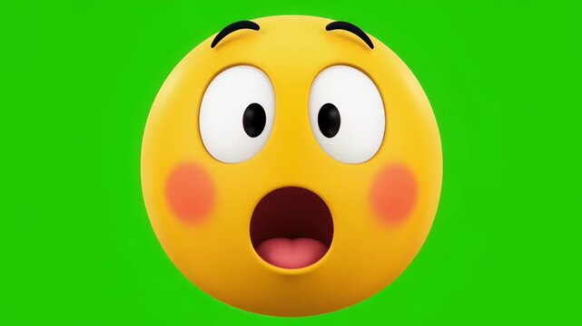 3D Shocked Emoji with Green Screen Background, Surprise and Oops Reaction for Animation and Visual Effects