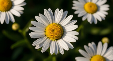 Beautiful white daisy flowers in a garden