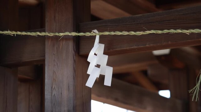 Japanese Shintoism Shide Papers at Local Shrines