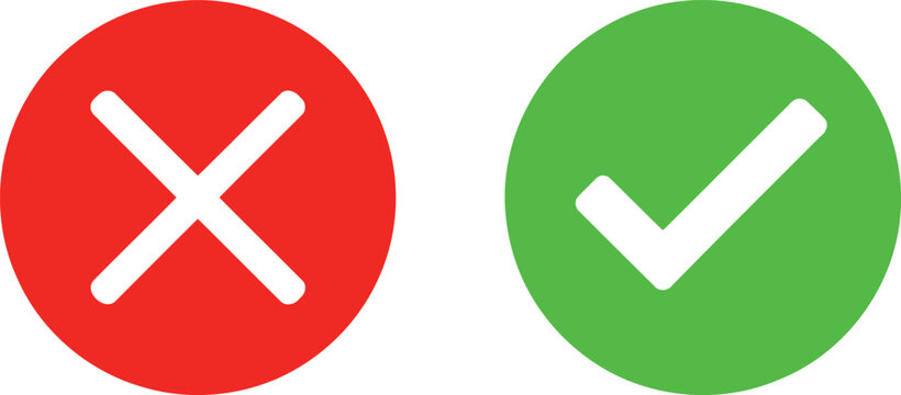 Visual representation of correct and incorrect indicators using checkmark and cross symbols