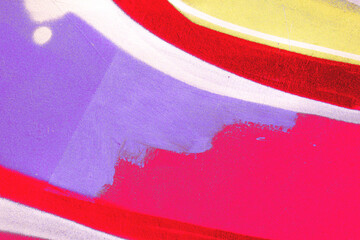Naklejka premium Abstract graffiti wall art - red, purple, yellow brush strokes. Urban grungy style with 90s, Y2K influences, vibrant colors, street culture. Posters, digital art, creative banner, modern visual