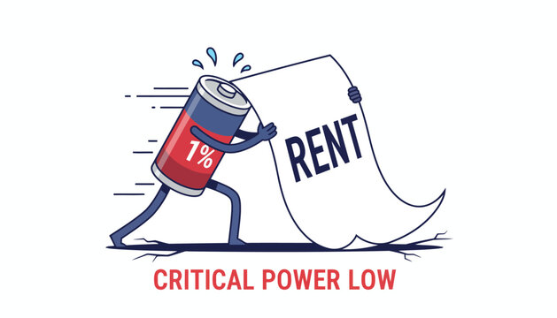 Battery Character Struggling with Rent Payment Due to Low Power.