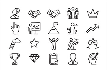 Success and Business Achievement Line Icons for Corporate Design