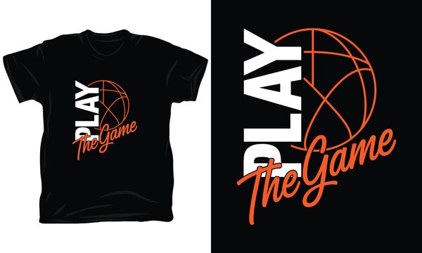 Play the game basketball sports vector illustration with orange ball lines for tee prints