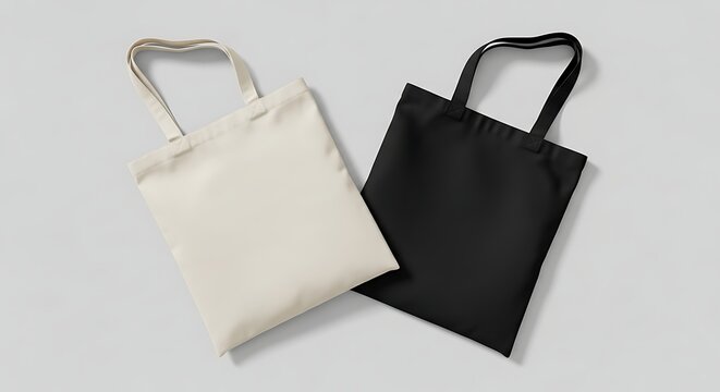 Canvas bag. mockup of fabric tote. Cloth totebag with handle. template of black and white cotton eco bag. Reusable tote for shopping. Blank mock for shopper. Ecobag for grocery