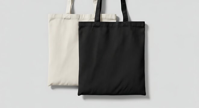 Canvas bag. mockup of fabric tote. Cloth totebag with handle. template of black and white cotton eco bag. Reusable tote for shopping. Blank mock for shopper. Ecobag for grocery