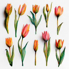 Fototapeta premium set of colorful tulips
