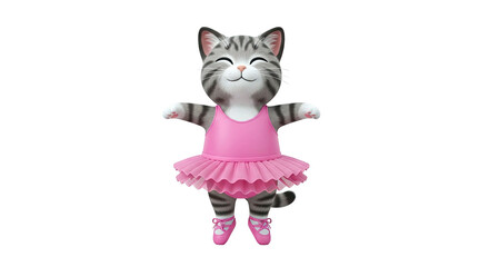 Cute Cat Ballerina in Pink Tutu and Ballet Shoes