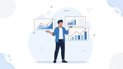 Man analyzing financial charts and data, business growth concept