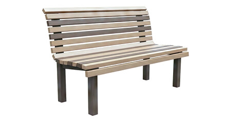 Modern Wooden Slatted Bench with Curved Back