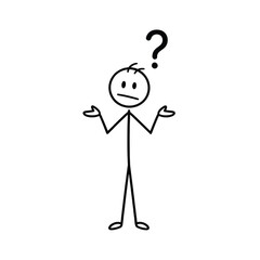 Fototapeta premium Confused stick figure with question mark