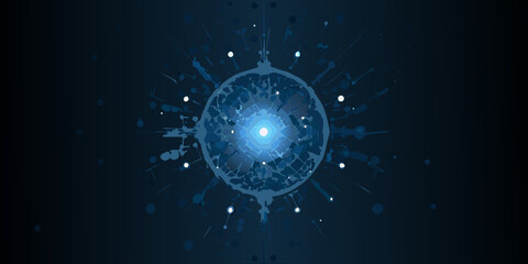 Abstract blue explosion with radiating sparks and a dark background © Dibyendu