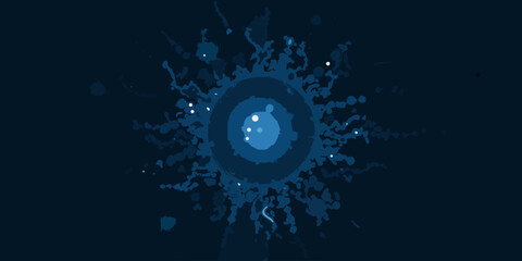 Abstract blue explosion with a central glowing core and scattered particles © Dibyendu