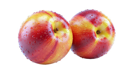 Two Nectarines Covered in Water Droplets