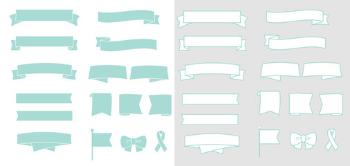 色々な形のリボンのフレーム-ベクターイラスト