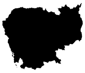 Obraz premium Black Silhouette Cambodia Map Asian Country