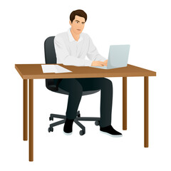 Working at Desk Illustration