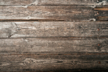 Rustic Weathered Wood Planks Background with Old Rusty Nails