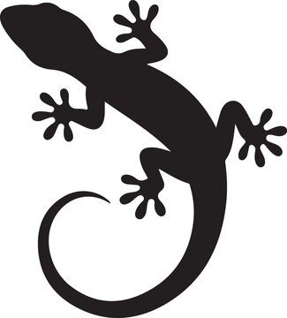 Gecko Lizard Black Silhouette Icon,Climbing Lizard Vector Illustration Isolated