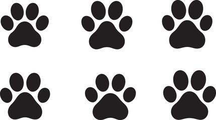 Fototapeta premium Dog Paw Print Black Silhouette Icon,Animal Paw Footprint Symbol Vector Illustration
