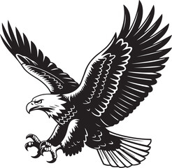 Obraz premium Eagle emblem black on white, vector of eagle engraving style 