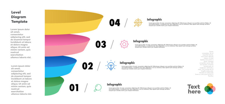 Infographic diagram pyramid template 3d isometric 4 parts; options or level for marketing; workflow layout; timelines; processing; apps; webdesign; presentation; banner