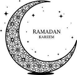Ramadan Kareem crescent moon with intricate pattern and stars © Rajna