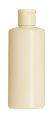 beige bottle with flip top lid isolated on white background.