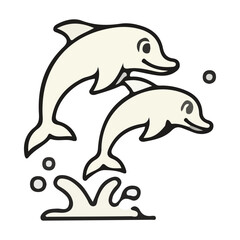 Obraz premium Two Dolphins Jumping Icon