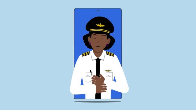 Smartphone With Black Female Pilot Animation Video 4K suitable for your project needs