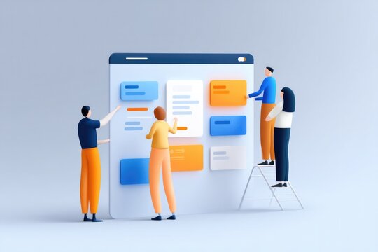 Creative team collaborates on digital board, showcasing ideas an