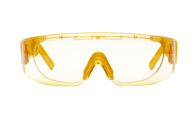 Bright Yellow Safety Glasses: Essential Protective Eyewear with a Transparent Plastic, Wraparound Design for Personal Protective Equipment