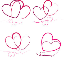 A pink heart vector illustration featuring romantic design elements for a Valentine's Day greeting card decoration and celebration symbol