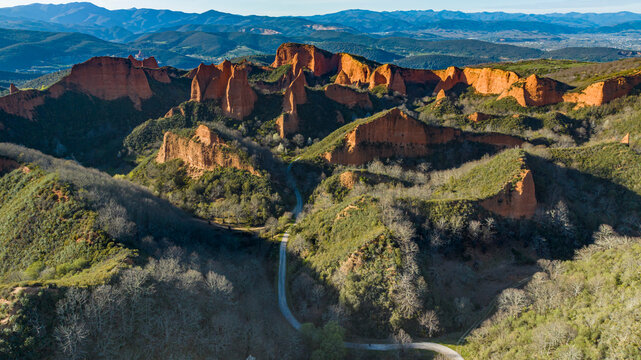 Aerial view of Las Medulas Unesco heritage site in northern Spain