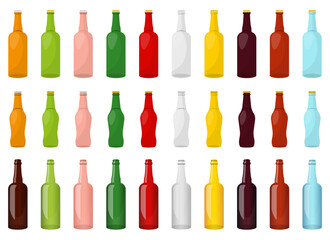 Colorful bottles arranged in rows, a diverse array of shapes and shades
