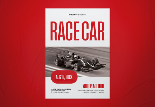Red Grey Bold Geometric Race Car Tournament Flyer