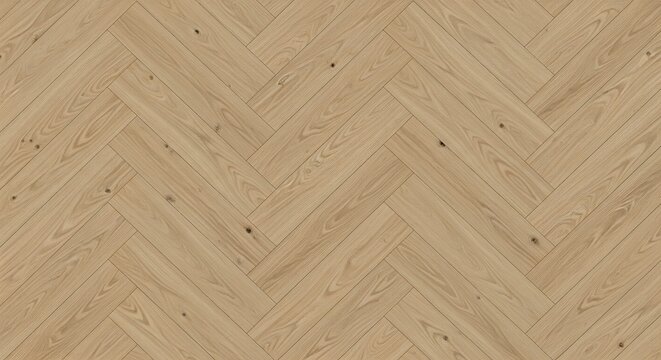Light wood flooring with herringbone pattern