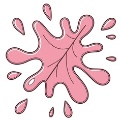 glossy pink splash with droplets radiating outward, giving it a lively and cartoon-like look.