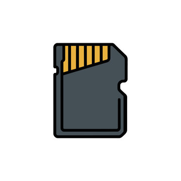 A vector graphic illustration of a microSD card with a yellow connector