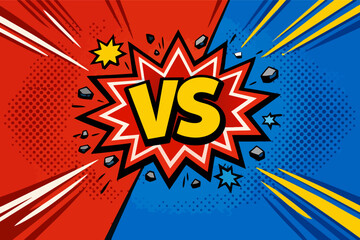 Versus comic style background presenting competition, challenge, and clash elements