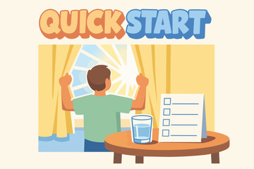 Fototapeta premium Person opening curtains to sunlight for a quick start to a productive morning routine