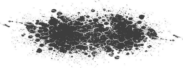 Black Grunge Splatter Texture with Cracked and Distressed Effect on White Background Vector Graphic Element