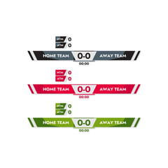 Vector sports banner colorful set for game score keeping design without background