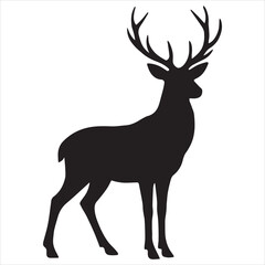 Obraz premium Black silhouette deer icon vector