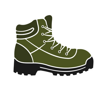 Green tactical hiking boots without background