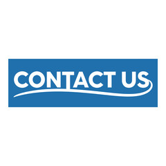 Obraz premium Blue rectangle contact us button with white text and wavy line icon